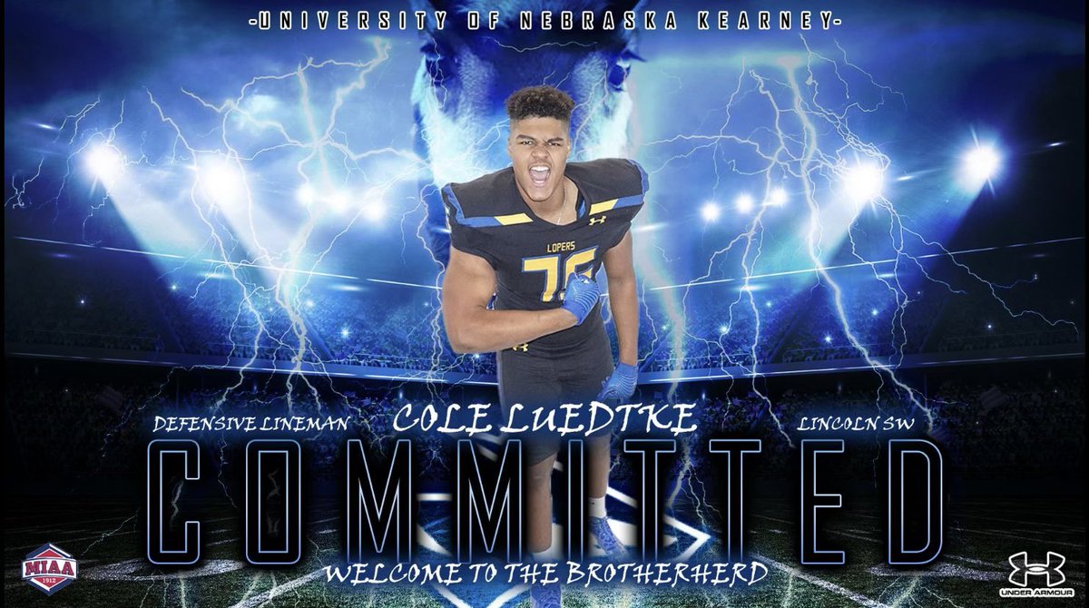 First off, I would like to thank my family and coaches for helping me throughout my football career. With that being said, I’m excited and blessed to announce that I have committed to the University of Nebraska Kearney 🔵⚪️#golopers <a href="/CoachJoshLynn/">Josh Lynn</a>