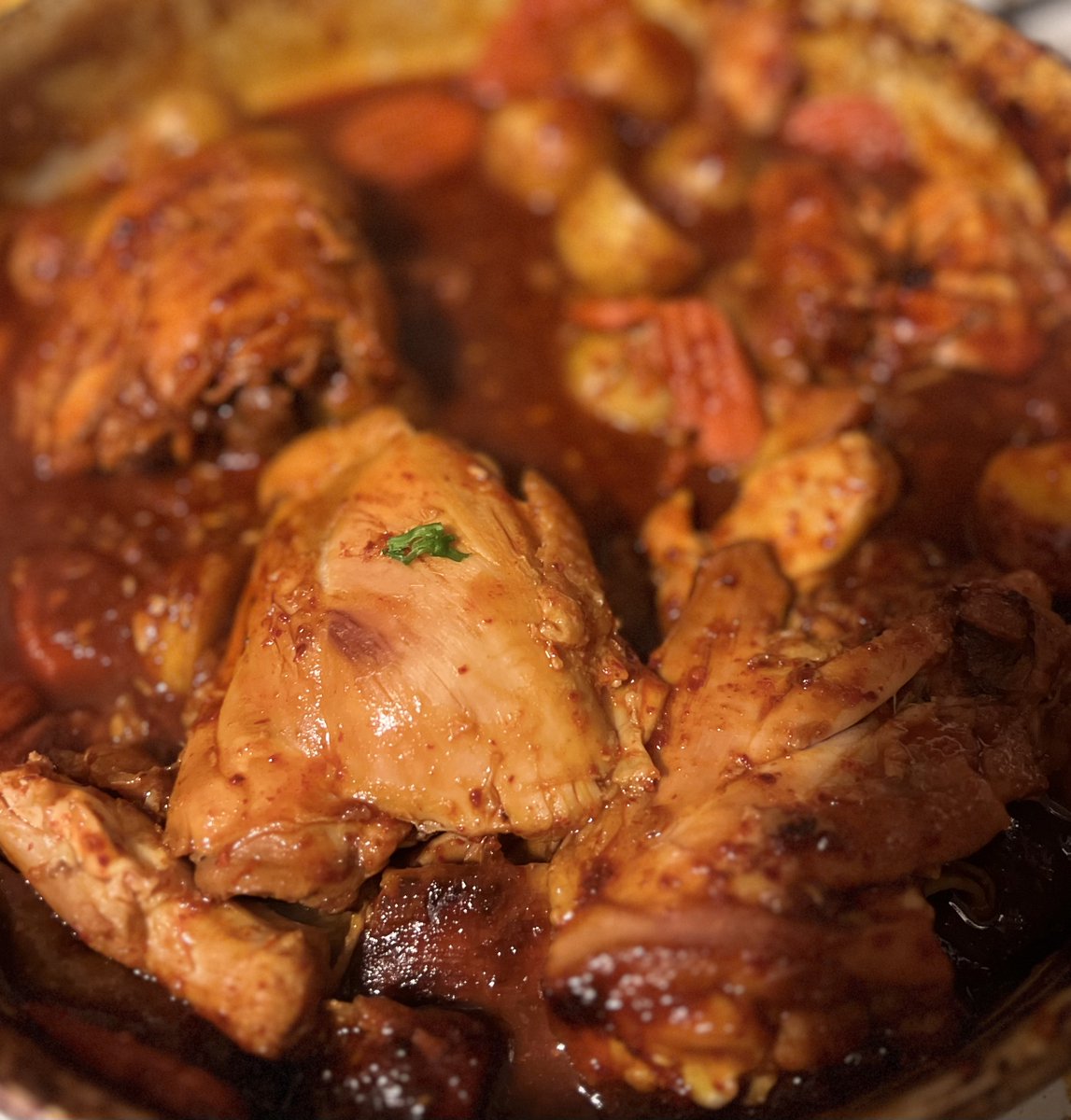 ChrissyAWriting's tweet photo. I made spicy braised chicken for dinner. It was a hit. https://t.co/uOcCYzsfuy