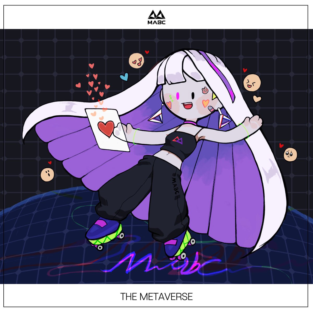맵시 공모전 제출했던 작품입니다.
타로카드 중 the world를 메타버스로 해석후  그리다보니 캐릭터 디자인이 제 취향 덩어리로 탄생🤣 스케이트를 잘타는 버츄얼 아이돌이에요

재밌게 그렸어서 트윗도 남겨요! 좋은 기회 주셔서 감사합니다 ❤️🍀🌈
#KNFRT #NFTs #NFTartists #공모전 #MABC