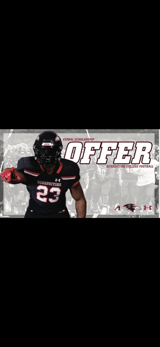 After a great conversation with <a href="/coach_JLeonard/">Jake Leonard</a>  I am blessed to receive a verbal offer from <a href="/RavenFootballBC/">Benedictine Football</a> 👏🏾👏🏾.  <a href="/BrianBelles3/">Brian Belles</a> <a href="/CHSEWrightDBs/">Coach_E_Wright</a> <a href="/CrosslandMason9/">Mason Crossland</a> <a href="/CHSCobraFB/">Cactus Football</a>