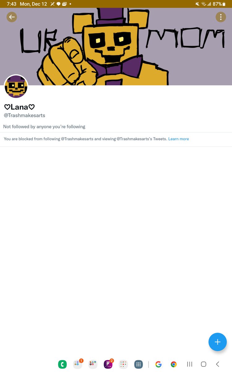 Nimcake1's tweet photo. Bro I gotten block from her because I'm thought of an pedo, What I'd happening 😭😭 https://t.co/Oe2YNerTpq