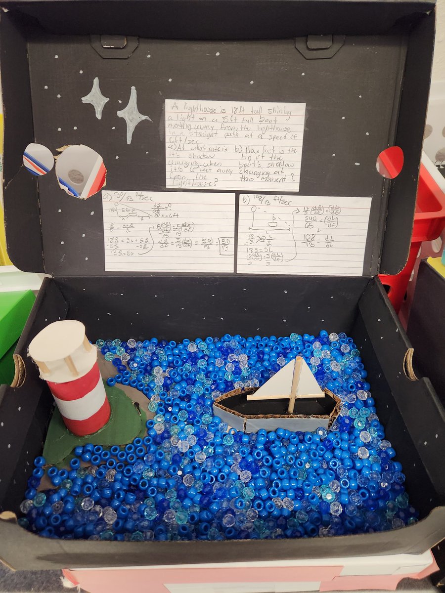 Morton_EHS's tweet photo. Related Rates shoebox projects came out great this year. #CalculusAB https://t.co/wBN4KAsI2w