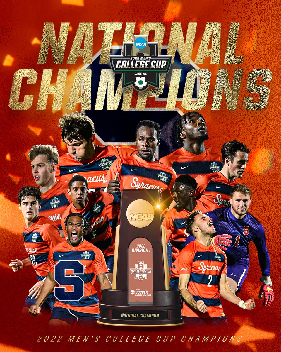 NCAA Soccer (@ncaasoccer) on Twitter photo 🏆 NATIONAL CHAMPIONS 🏆
For the first time in program history <a href="/CuseMSOC/">Syracuse Men's Soccer</a> are #MCollegeCup Champions! 🏆 NATIONAL CHAMPIONS 🏆
For the first time in program history <a href="/CuseMSOC/">Syracuse Men's Soccer</a> are #MCollegeCup Champions!