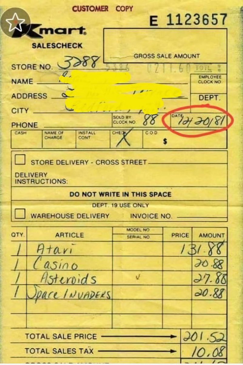 Some kid had the Christmas of his goddamn life in 1981 and I have the receipt.