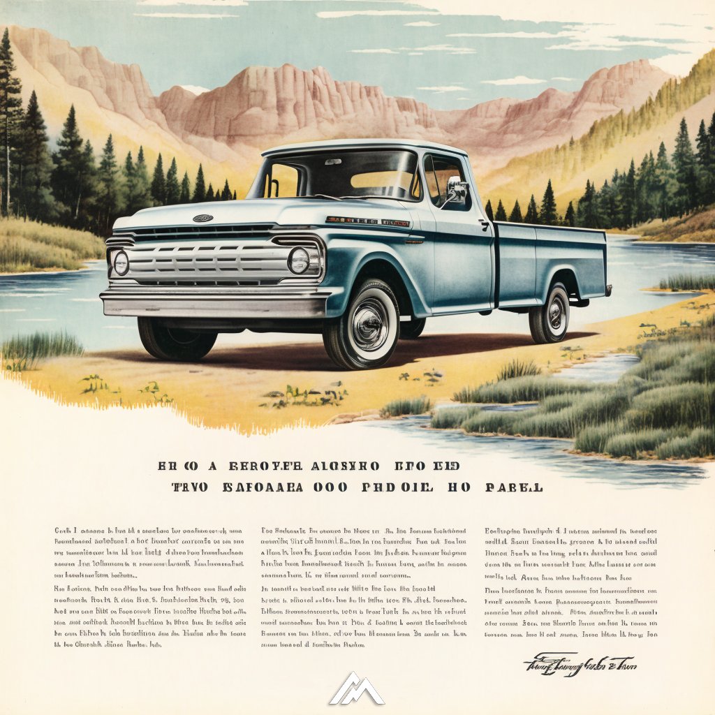 nwmsrocks's tweet photo. Can anyone read this? We asked #midjourney to make us "a #magazineadvertisement from 1962 advertising the brand new #Ford #F-150"... not too shabby
#aiart #midjourney #midjourneyv4 #stablediffusion #diffusion #trucks #digitalart #aiartwork #midjourneyart #abstractart https://t.co/MMbetJyZmL