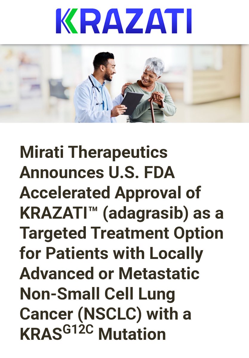 CrozrX's tweet photo. #KRAZATI Accelerated Approval of KRAZATI™ #adagrasib as a Targeted Treatment Option for Patients with Locally Advanced or Metastatic Non-Small Cell Lung Cancer 🫁 #NSCLC with a #KRAS G12C Mutation https://t.co/H3bV4WlG4y