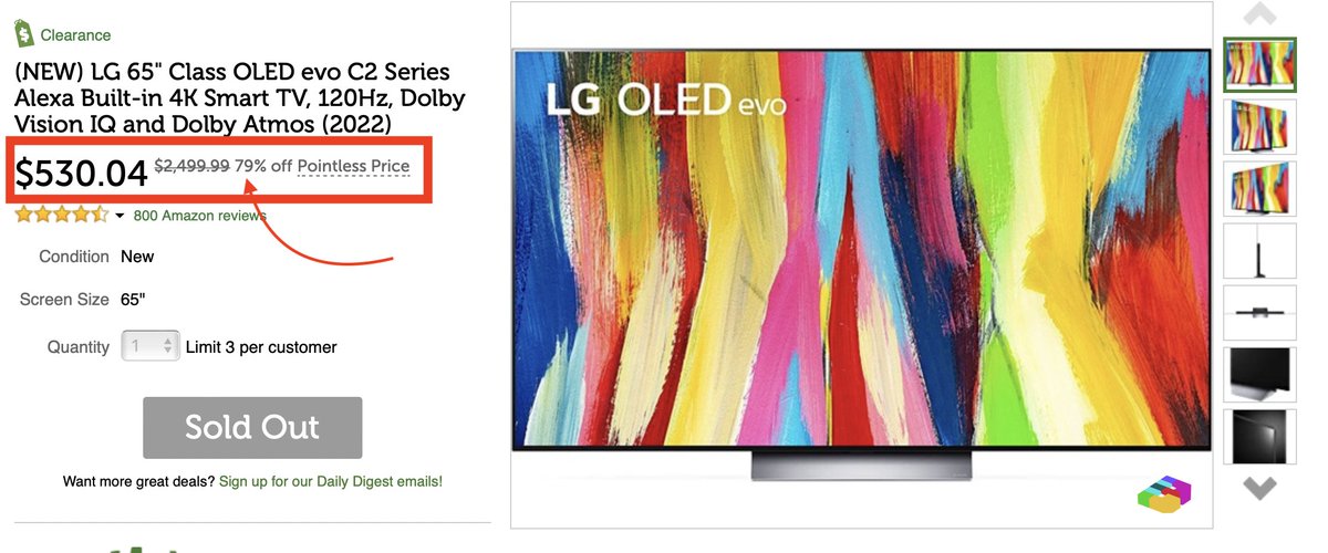 BandarsBounties's tweet photo. Did you catch that? 😲

Last week, Woot marked down this brand new 65" LG OLED Evo Smart TV to only $500

This TV retails for $1,800+ &amp; is one of the top-rated OLED TVs on the market

With our INSTANT ping, Bandar's Bounties members were able to take stock

And we took 'em all 😎 https://t.co/zpqJwfDKe9