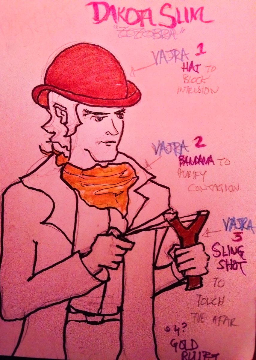 pragmagick_cast's tweet photo. Sketches from the forthcoming #hauntmanual chapter that ties in the longform fiction work, #zozobrathebook, I've been working on for too long.
 #DakotaSlim is hard to kill, but I figured out a way... 

(I draw like a child and it makes me laugh)

#vajras #medjedcoyote #bardos https://t.co/OZpB3sZt03