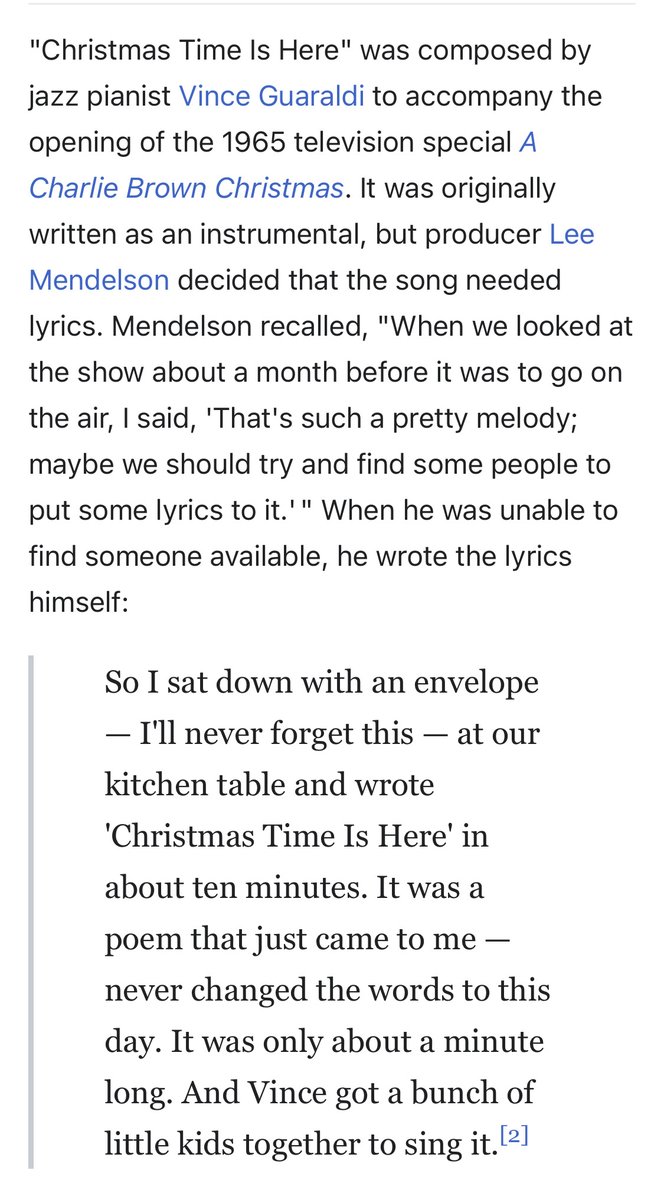 KidOnPolitics's tweet photo. Another cool story about how the producer of the Christmas special wrote the lyrics to Christmas Time Is Here: https://t.co/VBKT6hsUh9