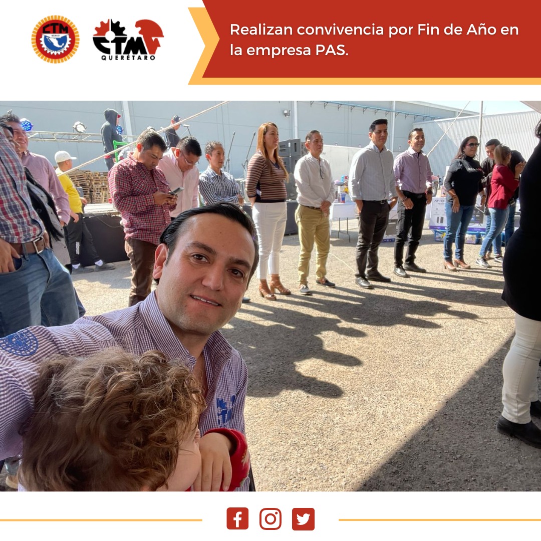CTMQueretaro's tweet photo. 👉Realizan convivencia por Fin de Año en la empresa PAS.🏭⚙

A este evento asistió el Director Administrativo, José Alberto Torres. 🙋

¿Formas parte de la empresa PAS? Comenta este Twittee.💬

 #ActitudCTM #CTM #CTMQuerétaro #PAS https://t.co/Mtg4iNm31K