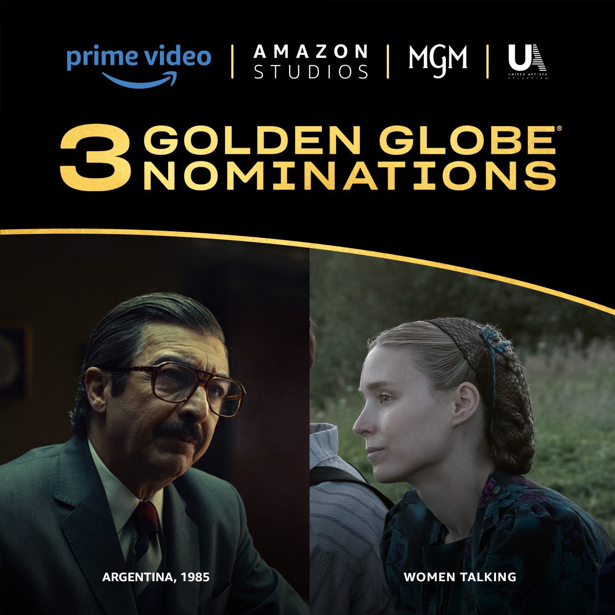 MaxStaxMedia's tweet photo. Congratulations @AmazonStudios and @mgmstudios on 3 Golden Globe Nominations! This is very well deserved. Bravo to everyone who worked so hard on these films!

@goldenglobes #GoldenGlobe https://t.co/NLeAXIXfda