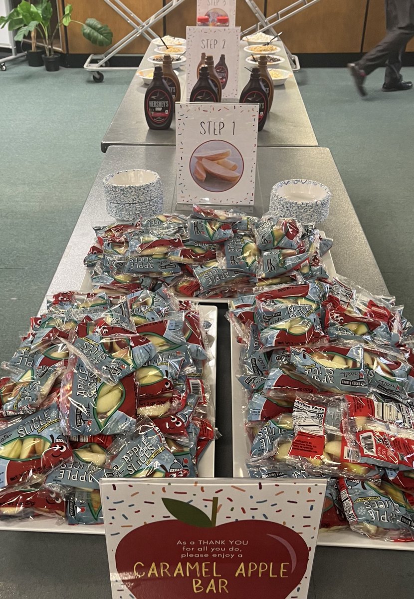 We borrowed this Caramel Apple Bar idea from #PrincipalsPrinciples because #TeachersDeserveIt! A little “thank you” for ALL that they do. #GoFords <a href="/Haverford_HS/">Haverford HS</a> #HaverfordHS
