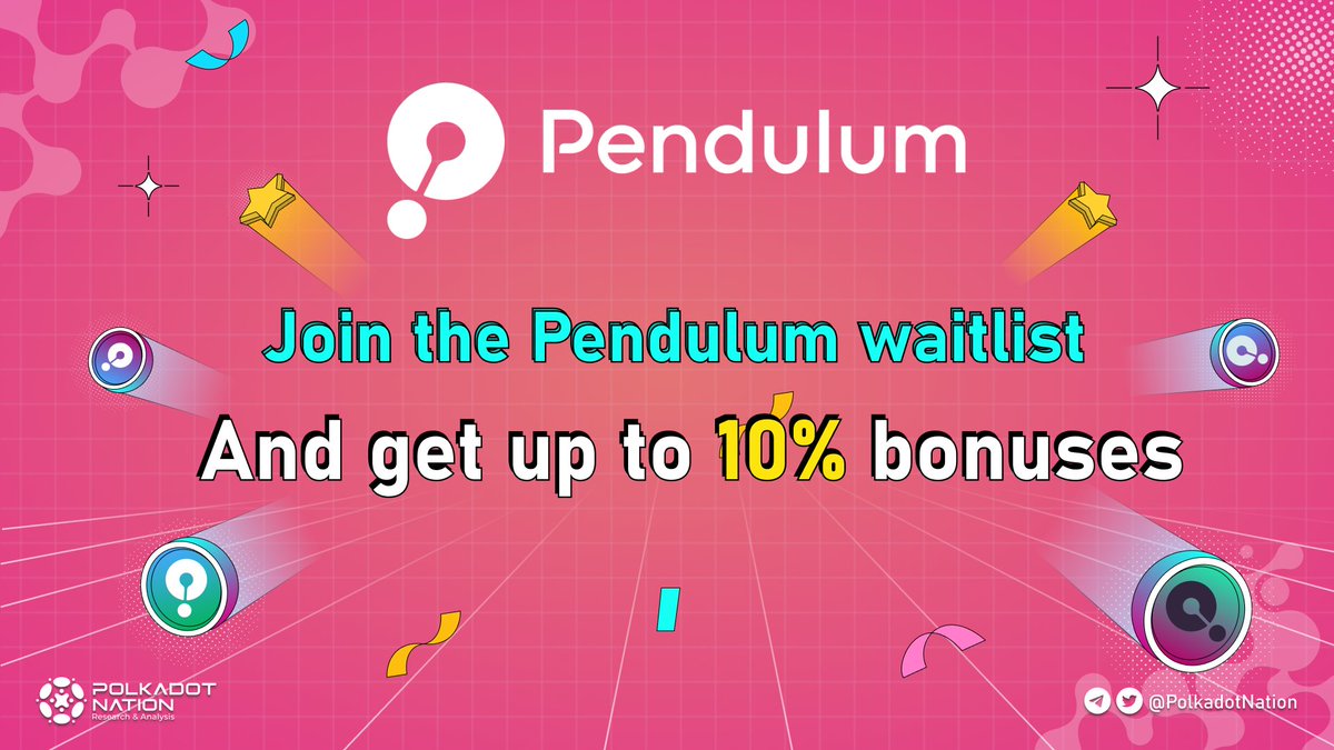 PolkadotNation's tweet photo. 💸Don't miss it | @pendulum_chain   

📢Crowdloan for the Pendulum Polkadot chain is scheduled to go live on December 16th🥂
  
👉Get up to 10% bonuses for being early🎁
https://t.co/sDHJmXZcyd https://t.co/pdkaQCfByJ