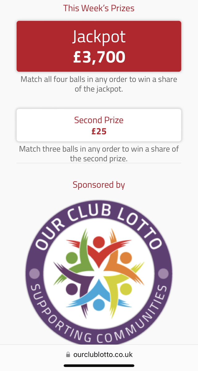 Our jackpot has reached a massive £3700. 
Play online and for just £1 for 4 numbers. 
You can be in with a chance of winning it and supporting grassroots rugby ⚫️🔴⚪️

Simply click on the link below 

ourclublotto.co.uk/play/dowlaisrf…