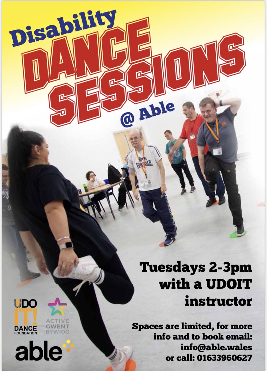 Great sessions at Able, £2 per session, no fee for Able’ supported people……. Everyone is welcome to attend. <a href="/DanceUDOIT/">UDOIT! Dance Foundation</a>