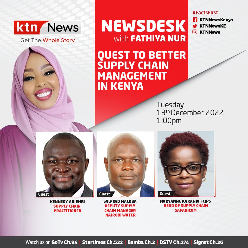 JNKarani's tweet photo. Join my friend and #TeamJK candidate for council member Maryanne Karanja @kuvochi as she discusses issues Supply Chain Management on @KTNNewsKE today. #TustawisheKISM https://t.co/j6UEvMGHn1
