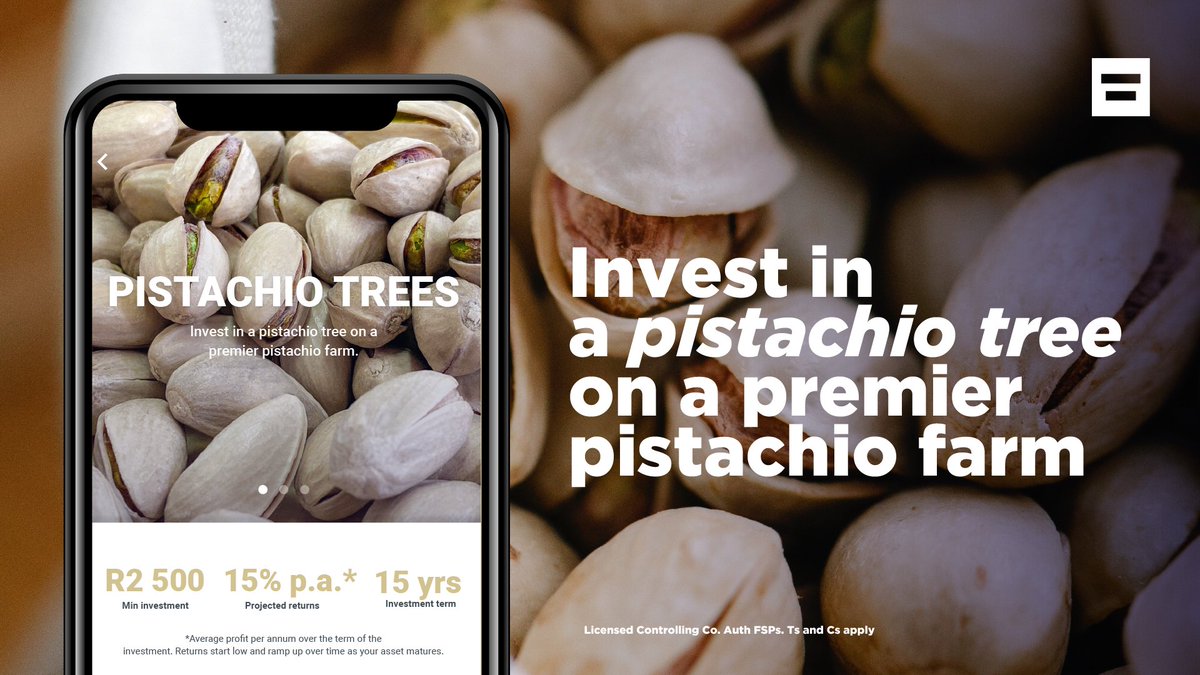 Fedgroup's tweet photo. Did you miss it? We launched a brand-new Impact Farming asset, PISTACHIO!
Each pistachio tree pays an income once a year over a 15-year investment period, based on the harvest of your asset.
Download the #FedgroupApp today!
#ImpactInvesting #ImpactFarming https://t.co/Hh07JB0abw