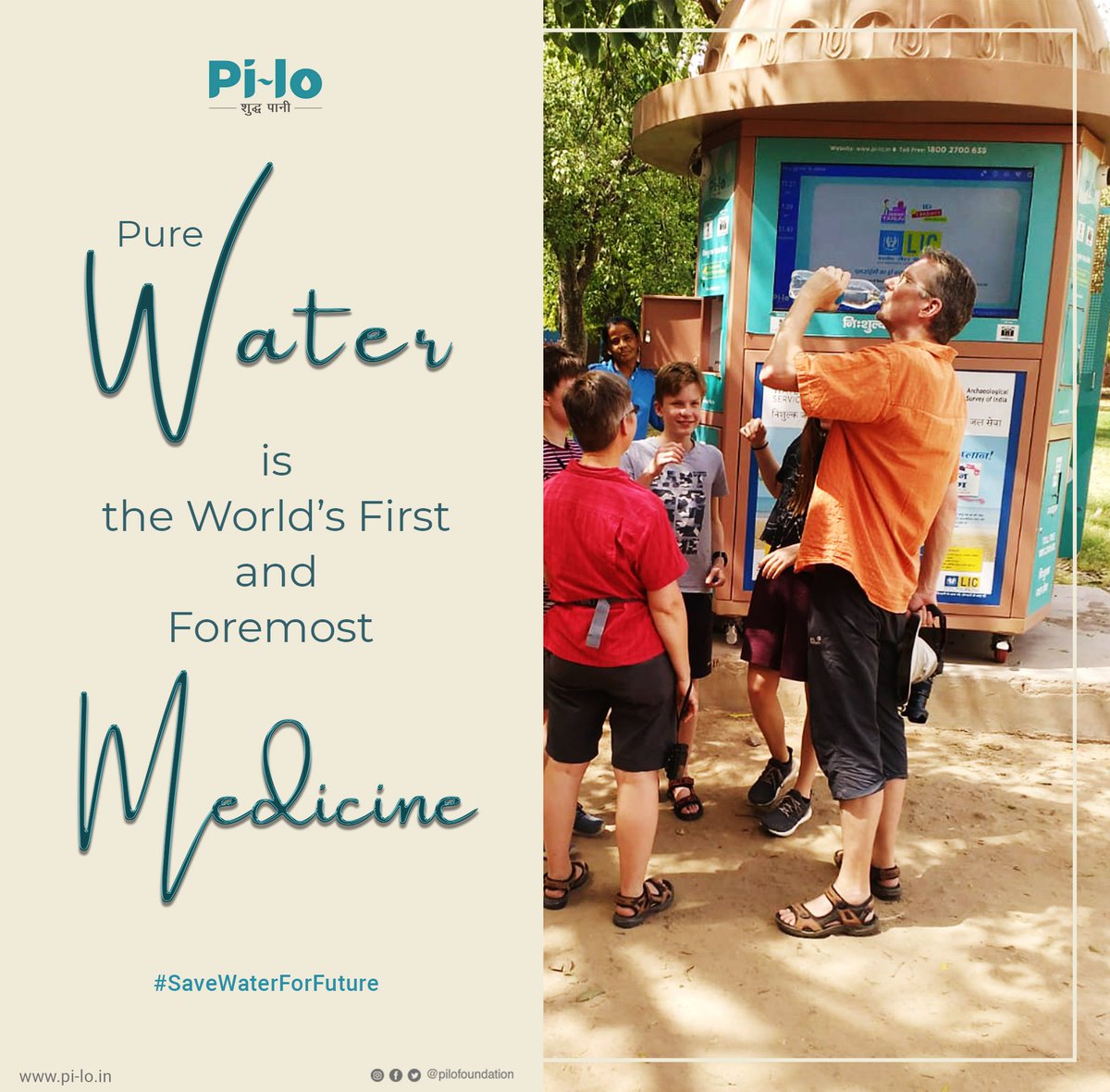 pilofoundation's tweet photo. #Pure water is the world first and foremost medicine
##savewatersavelife #SaveWaterForFuture #savewater #waterconservation
#Watercrisis #piloshudhpanisevafoundation #pilo4humanity #pilomission #pilofoundation #pilosmartwaterservices #piloatm #pilowater https://t.co/BuE8FtogEq