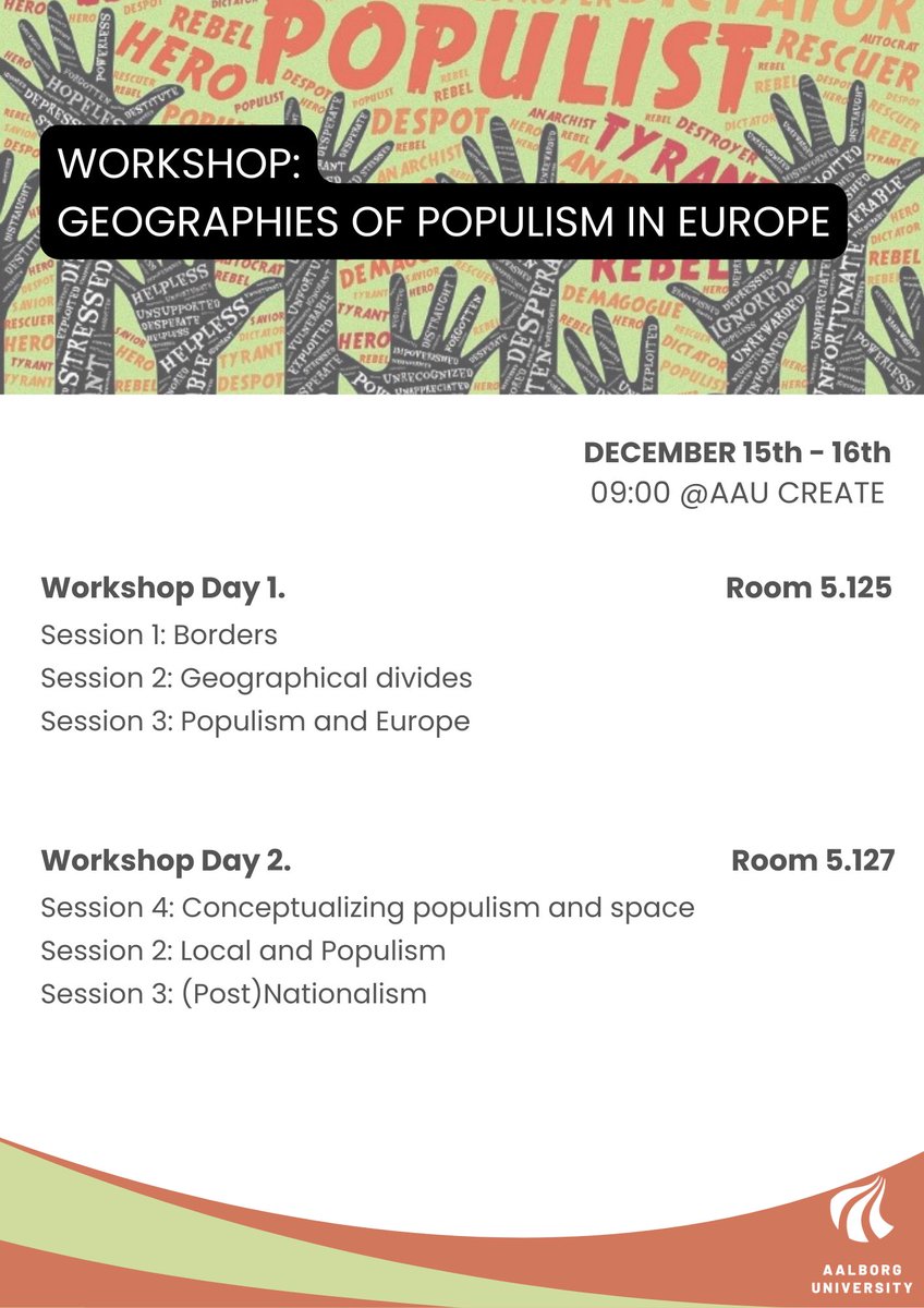 On 15-16 December we’ll organize the workshop ‘Geographies of Populism in Europe’. Some brilliant scholars are coming to Aalborg to reflect on the spatial dimension of populism. Looking forward to the presentations and discussions!
