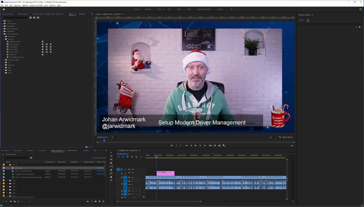 jarwidmark's tweet photo. Crazy madman? Nah, just late night editing laser focus :) #ConfigMas Episode 12 is almost ready :) I think @modaly_it and @NickolajA might recognize the topic. https://t.co/zEKPhy8X8l