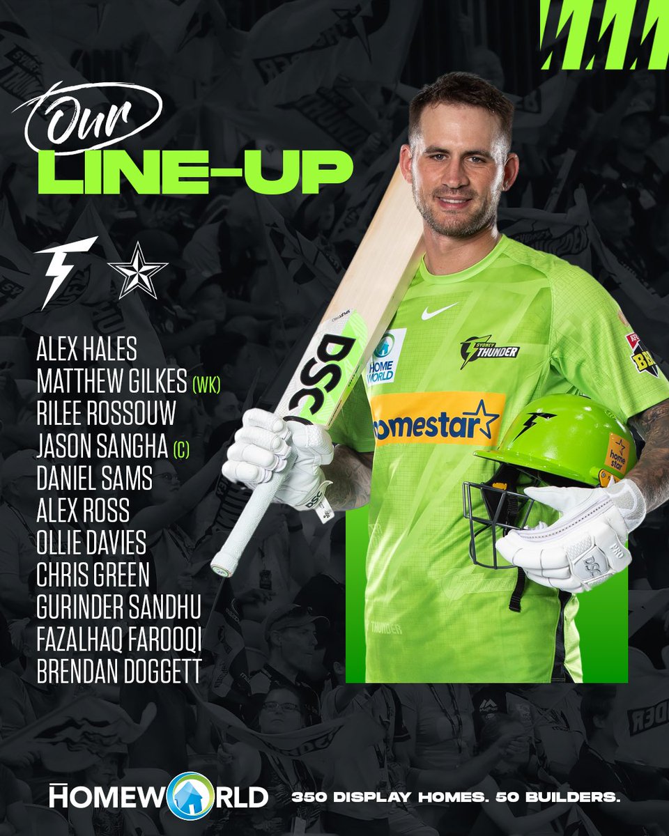 ThunderBBL's tweet photo. Our first Playing XI of the #BBL12 season! 🔥

We have WON the Bat Flip and will be BOWLING first 🤝 https://t.co/kyOcvVUrpr