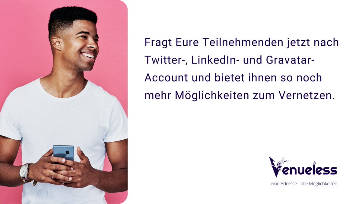 venueless's tweet photo. Ein großer Wunsch geht in Erfüllung: Ab sofort könnt Ihr bei Euren Events Eure Teilnehmenden auch nach Social Media Accounts zum Vernetzten fragen.

#Venueless https://t.co/451w380Ogz