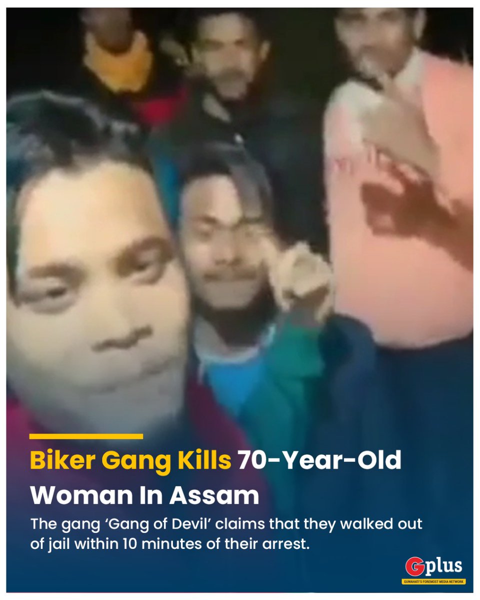 guwahatiplus's tweet photo. A #video was posted on social media, where a motorcycle club in #Assam going by the name ‘Gang of Devil’ were announcing how one of them had ‘killed a 70-year-old woman' in a road accident in Bilasipara. 

@Dhubri_Police @assampolice https://t.co/8N8t3JGBaI