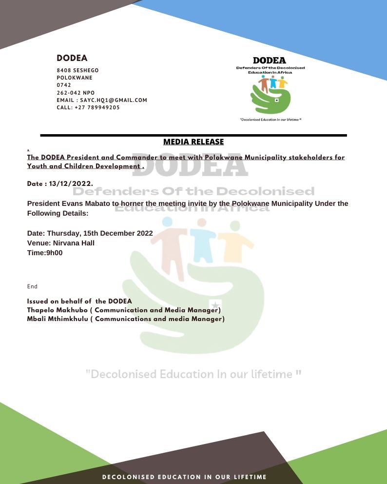 SouthCommand's tweet photo. President @evans_mabato has no holidays, he'll be strengthening the organization and its relationships in Limpopo this festive season. 

The upcoming meeting: Polokwane Municipality invites President and Commander to the meeting at Nirvana Polokwane on the 15th. https://t.co/2qp5CpDSrR