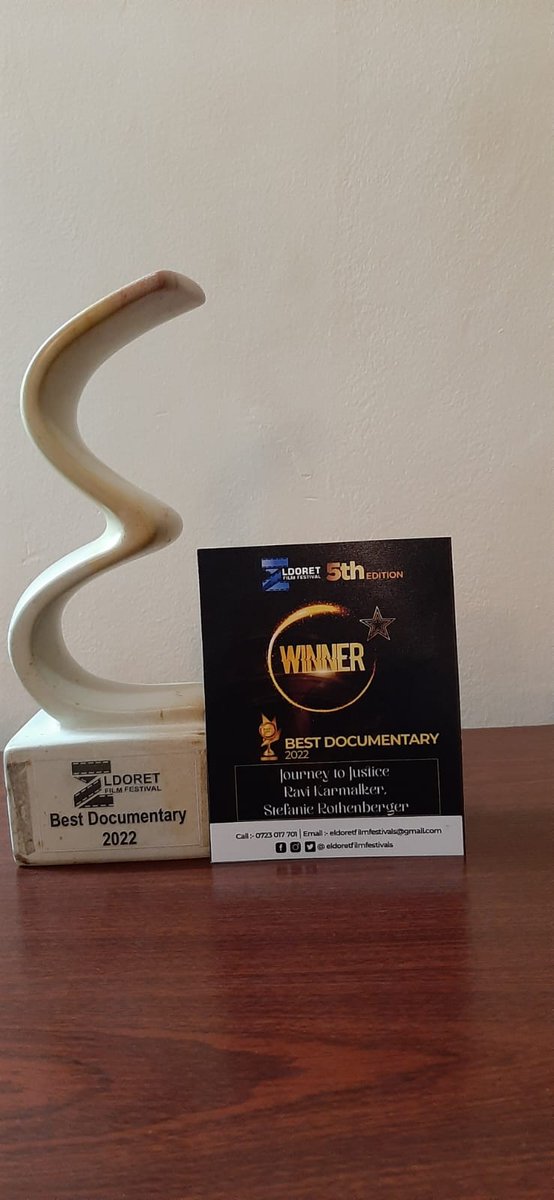 KAS_LawAfrica's tweet photo. 🏆
Join us in celebrating "Journey to Justice" which bagged,  

Best Documentary Film, 2022 at

the 5th Edition of #EldoretFilmFestival this past weekend

Programme Mgr, @NyabiraBen &amp; Admin Asst. Ezekiel Oloo represented @KAS_LawAfrica at the Awards Gala. https://t.co/okBefVyrLR