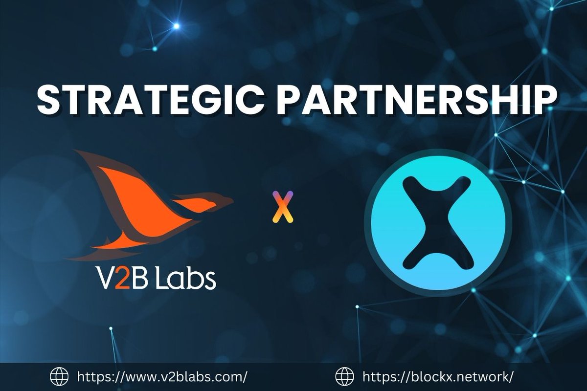 📢 V2B Labs x Blockx Network Strategic Partnership Announcement 

V2B Labs is excited to partner up with @blockxnetwork
, a DAO protocol platform that accelerates on-chain reserve, liquidity growth, and user engagement loop for mass adoption of a decentralized economy.