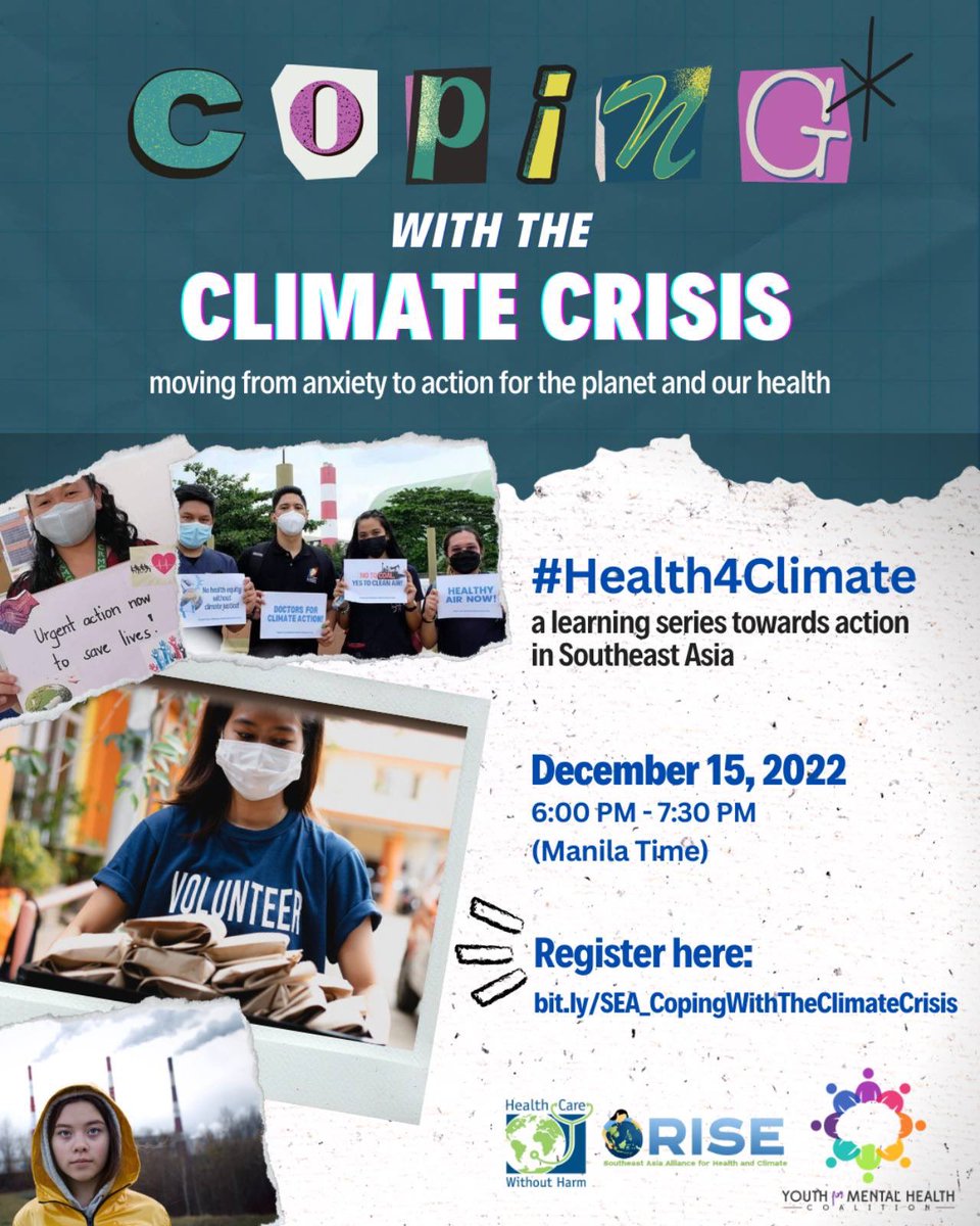 hcwhasia's tweet photo. ➡️ Join us on our final session for 2022 RISE's virtual series #Health4Climate "Coping with the Climate Crisis: moving from anxiety to action for the planet and our health” co-organized by @youth4mh

➡️ Register here: https://t.co/RTeiv8Lv0m https://t.co/wjixaHR4dq