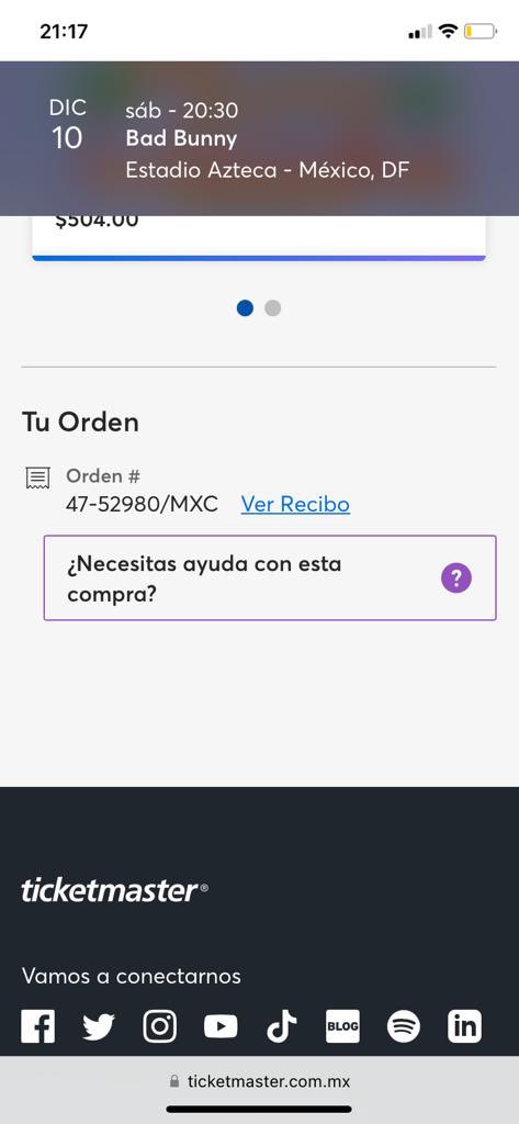 ANG1411's tweet photo. @Profeco espero puedan apoyarme acerca de mi queja para los de @Ticketmaster_Me ya que realice mi compra para los boletos de bad bunny y nunca los pude tener físicamente!!! Ayúdenme para que me regresen mi dinero!!! @lopezobrador_  @Claudiashein https://t.co/9ZhJSuQv1b