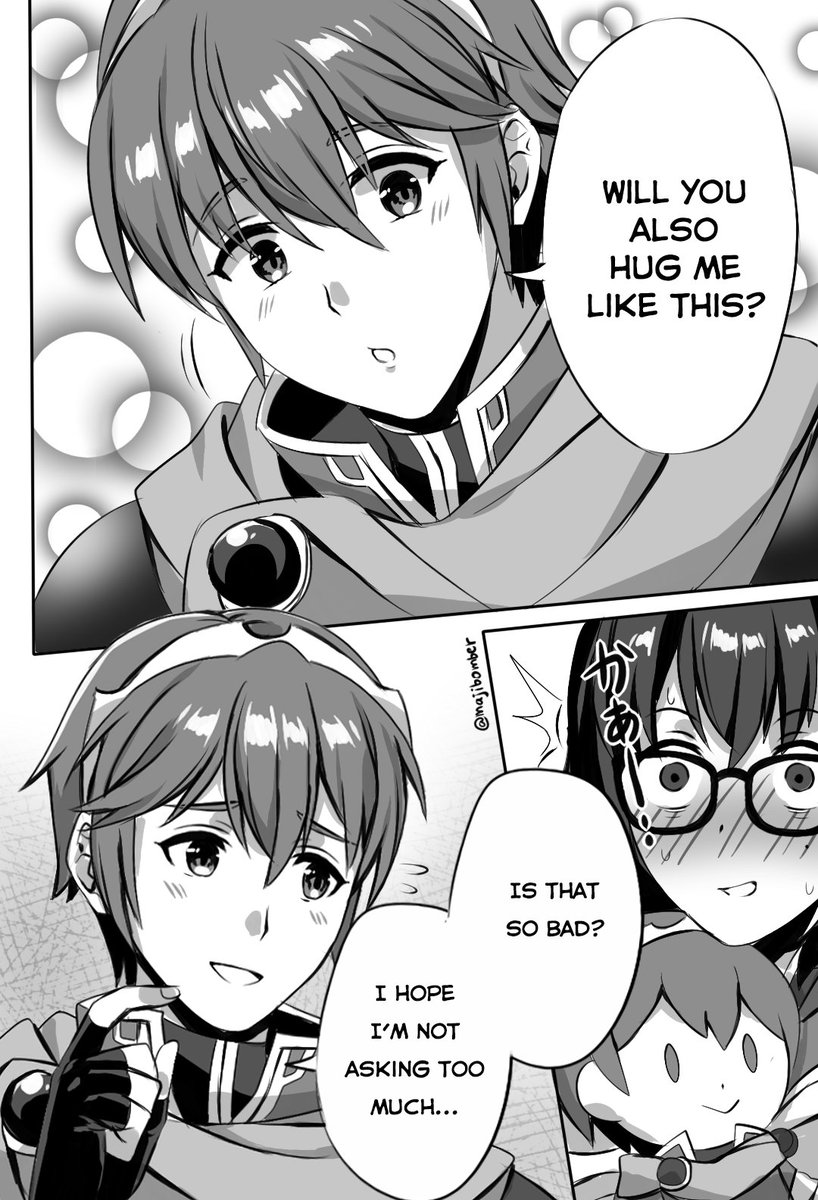 Small selfship comic to practice manga pages again, this time with grayscale instead screentones. I drew Marth/Maji content that no one asked for lol
The Marth plush from FEH is so cute! 