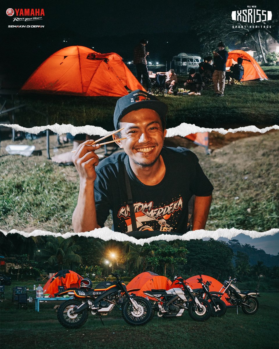 yamahaindonesia's tweet photo. Perjalanan mereka dimulai dari Semarang-Solo-Yogyakarta dan berakhir di Waduk Sermo buat seru-seruan camping bareng sambil disuguhi pemandangan yang bikin gak pengen pulang, Brosis!
#YamahaIndonesia #SemakinDiDepan #YardBuilt #XSR155 #BornToBeFree https://t.co/V7KBM9bN6B