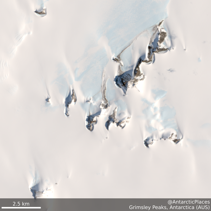 AntarcticPlaces's tweet photo. 🏔Grimsley Peaks 67s 54ᴇ
A group of five mountains, just south of Mount Bennett, Enderby Land.  Plotted from air photographs taken by ANARE in 1956.  Named after S.W. Grimsley, technical officer  at Wilkes in 1961.
💾https://t.co/zE5mXyfuez
🛰https://t.co/kQSwQKmHA0 https://t.co/vDronJ9Hy8