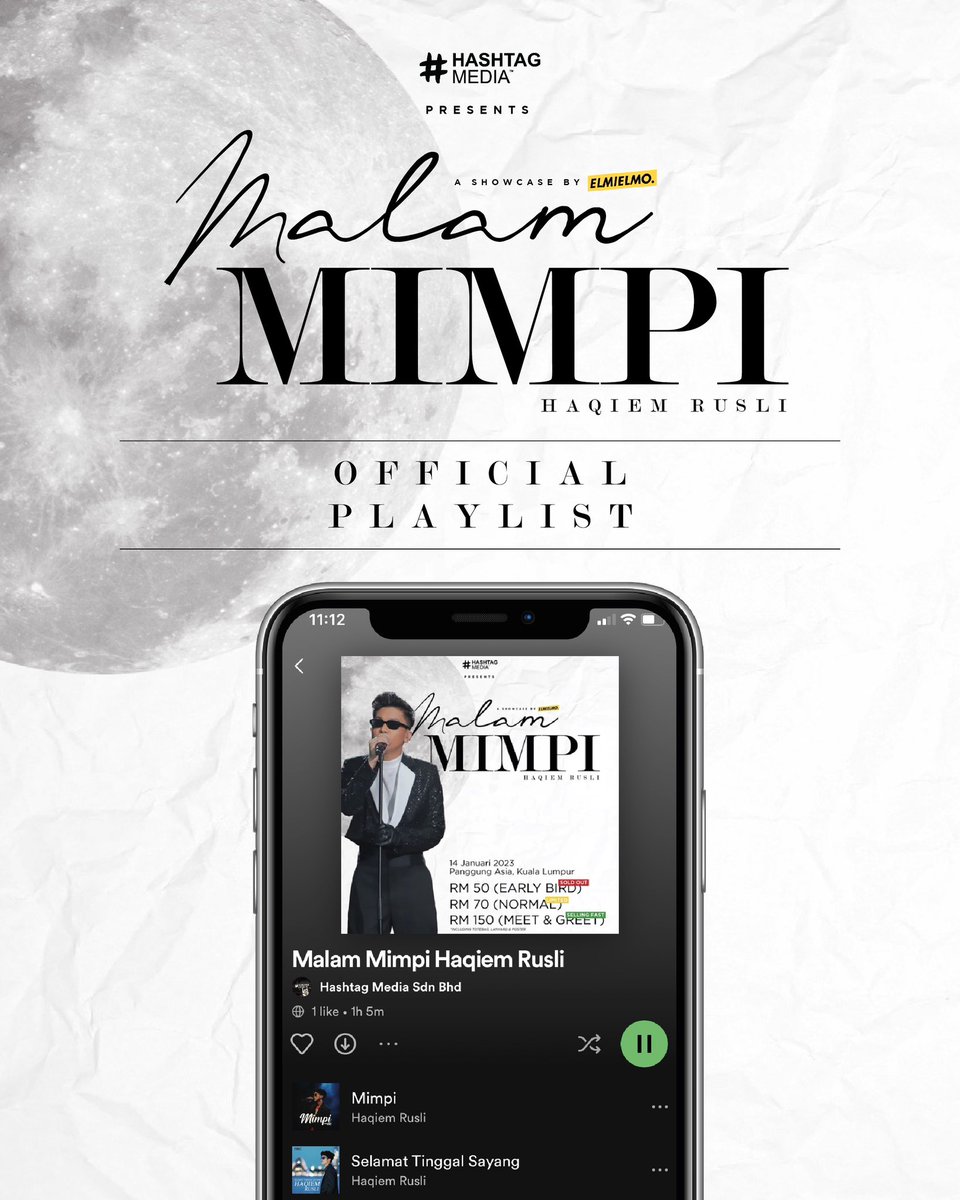 ELMIELMO's tweet photo. Tiket Meet &amp; Greet #MalamMimpiHaqiemRusli dah habis. Tinggal tiket normal je.

Beli tiket dekat sini: https://t.co/uDRuVNwgPF
Dengar playlist Spotify official: https://t.co/YoJpZnthYC

@HaqiemRusli @HashtagMY @uber_tickets @AngkasaSpace https://t.co/3NNsGjBFYp