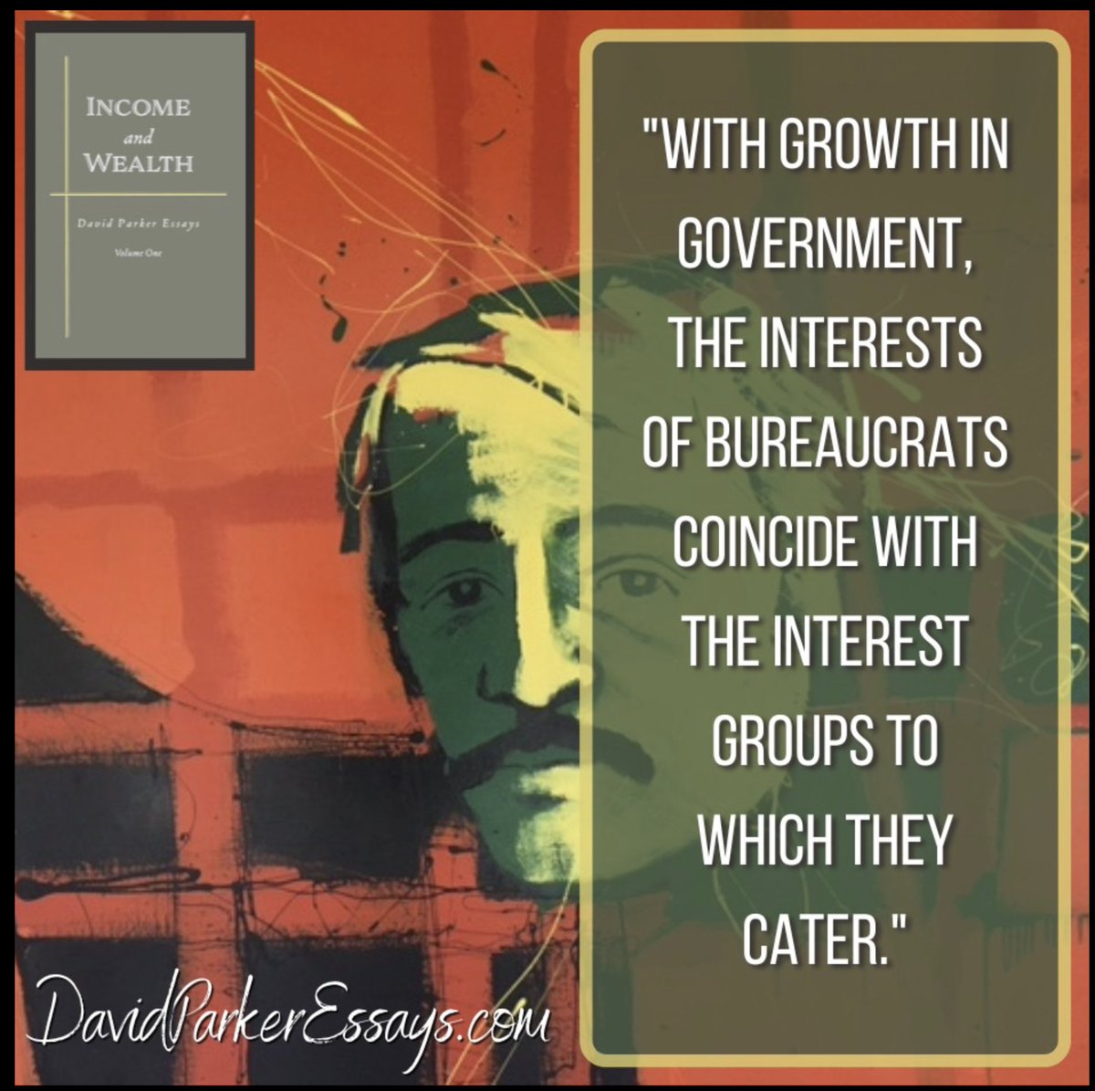 With growth in government, the interests of bureaucrats coincide with the interest groups to which they cater.

This quote comes from my book, "Income and Wealth," which is now available on Amazon: amazon.com/Income-Wealth-…