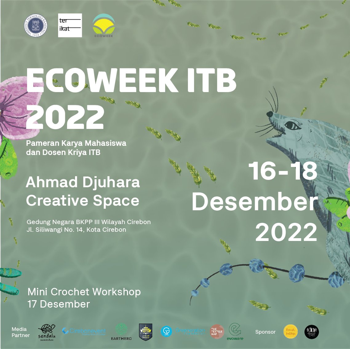 greenerationid's tweet photo. ECOWEEK merupakan event tahunan berupa rangkaian pameran, workshop, talkshow, hingga craft market yang mengedepankan isu sustainability dalam ranah kriya.

Akses pameran online
https://t.co/LQspXljT26

Info lebih lanjut kunjungi @ecoweek.itb

Sampai berjumpa di ECOWEEK 2022!👋 https://t.co/kJiX2YONK9