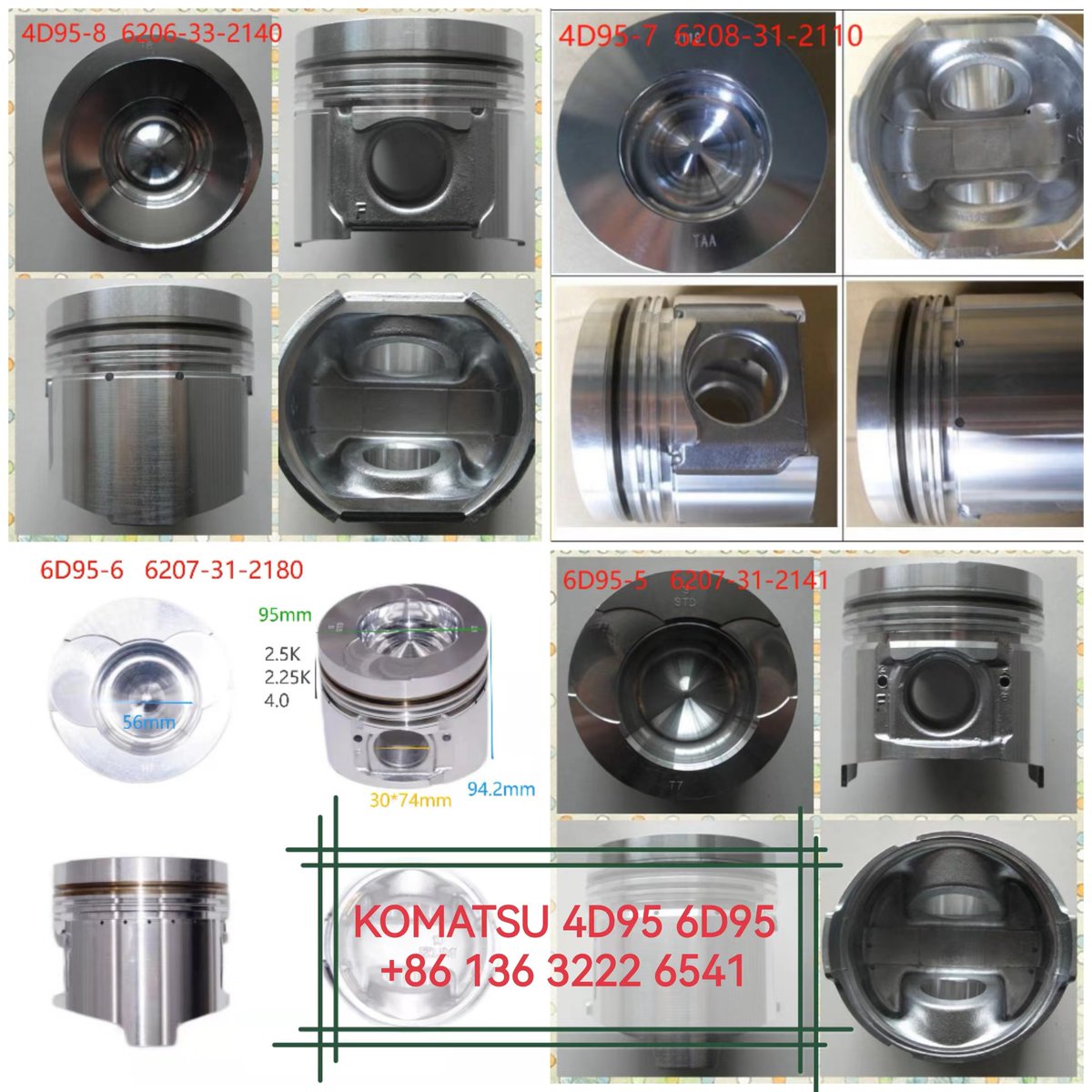 JcarLau's tweet photo. Guangzhou JCAR
#4D95-8 6206-33-2140
#4D95-7 6208-31-2110
#6D95-6 6207-31-2180
#6D95-5 6207-31-2141
https://t.co/QPpXzwqJIF 
+86 13632226541
#dieselengineparts #KOMATSU #PISTON #piston #píttông #omboh #ລູກສູບ #ลูกสูบ #поршень #pistón #Japanesetruck https://t.co/dJGmTccjWV