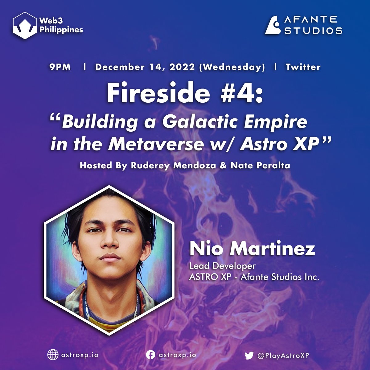 web3phl's tweet photo. HAPPENING TOMORROW (9PM)
@niosmartinez Lead Game Dev. of @playastroxp ๐ฎ๐ shares the Thrilling experience of space combat and engaging in Epic battles with enemies from across the Galaxy! โ
Link spaces here ๐
https://t.co/0N5v2aMCQR
#web3ph #web3phl #GameFi #crypto #web3 https://t.co/xSGQCznUW1