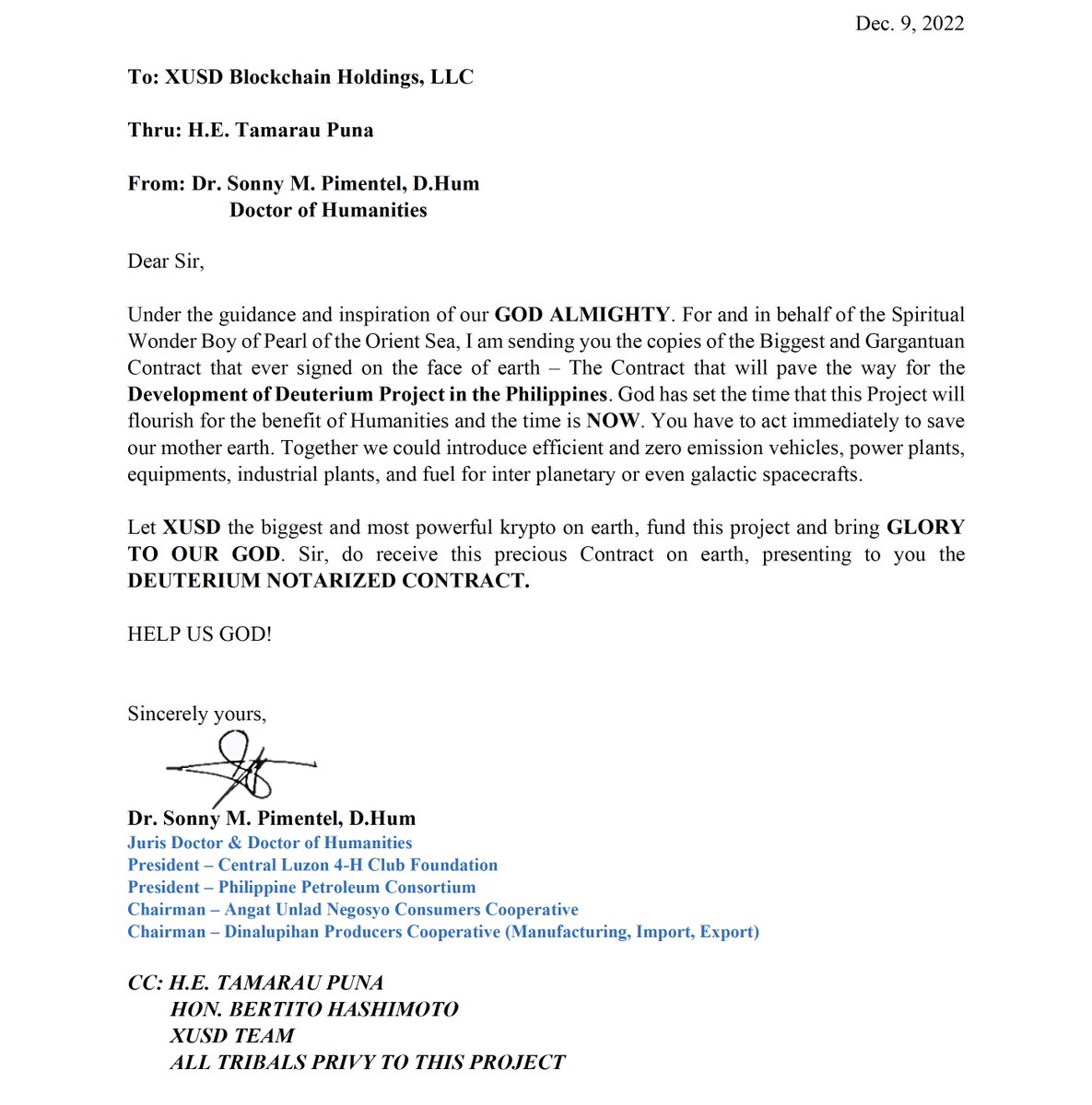 We would like to make a historic announcement - The Hydrogen Bomb to the markets if you will! XUSD Prime $XUSDP has now been backed by a total of $3T USD value of Deuterium by the Phillipine Government and asset holders authorized by the Philippines! This is crypto history!