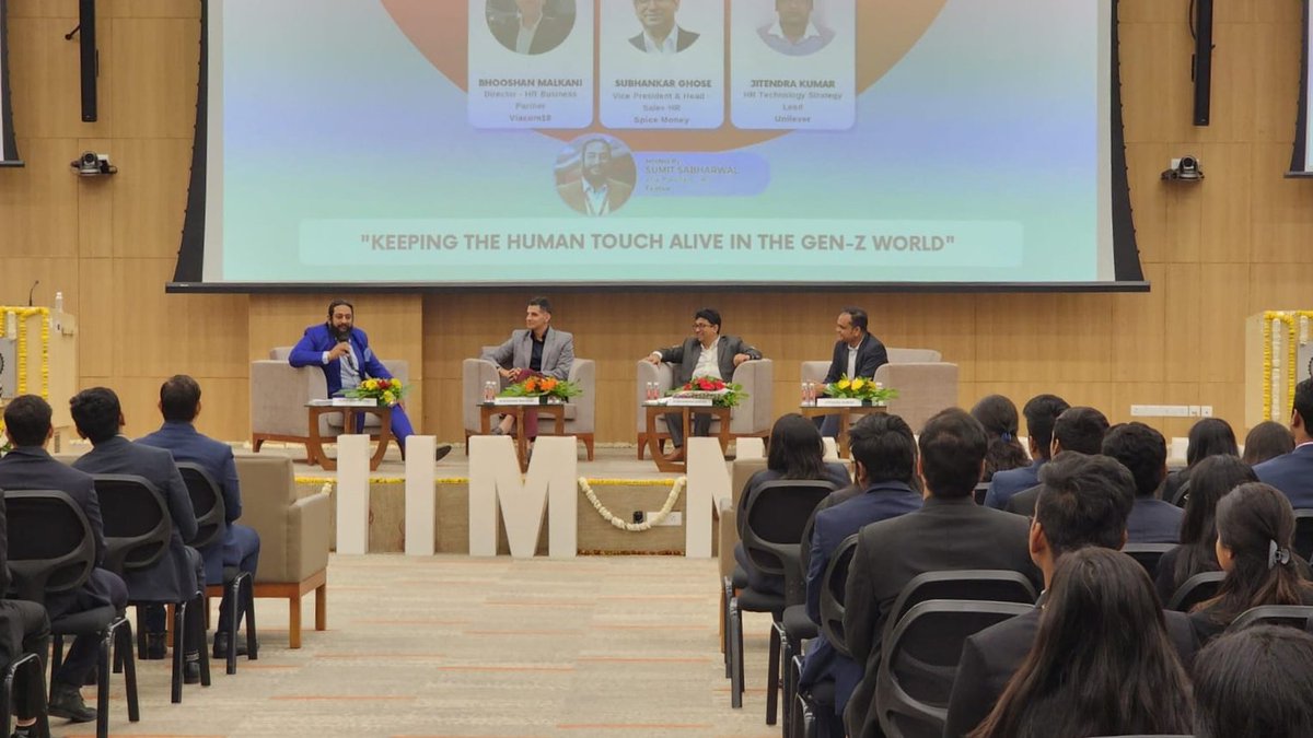 IIMNagpurIndia's tweet photo. The second session of Utkarsh 4.0 was on the theme "Keeping the human touch alive in the Gen-Z world."

IIM Nagpur extends heartfelt thanks to Mr. Bhooshan Malkani, Mr. Subhankar Ghose, Mr. Jitendra Kumar, and Mr. Sumit Sabharwal for their valuable time and insights.

#IIMNagpur https://t.co/MGDTnJC1L9