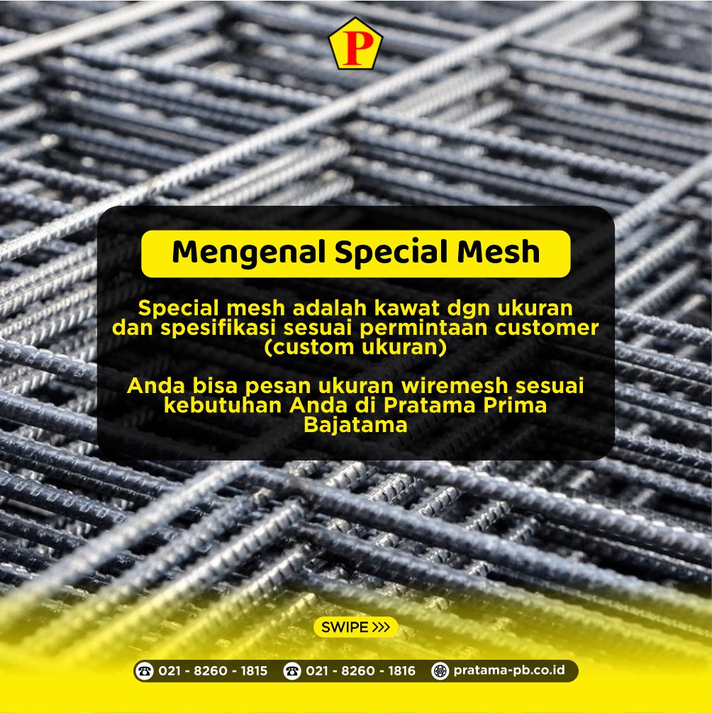 PBajatama's tweet image. Special mesh, custom mesh ataupun mining mesh merupakan material mesh yang ukuran diameter nya lebih kecil dibanding wiremesh. 

Segera miliki produk unggulan kami dengan berbagai keuntungan.

#pratamaprimabajatama #custommesh #produksibesibaja #wiremeshpratama #juaraboladunia