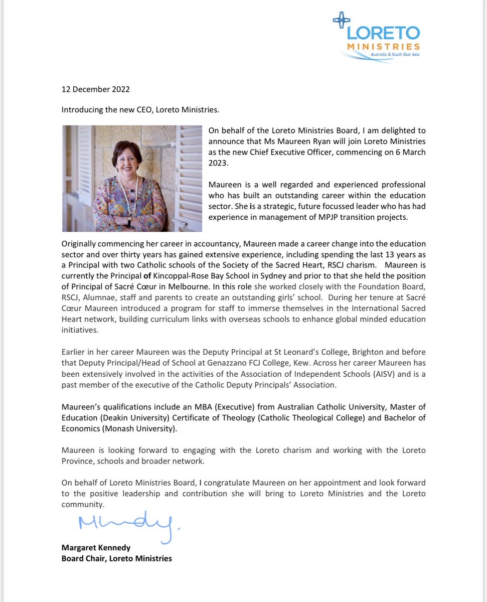 Introducing the new CEO of #Loreto Ministries!