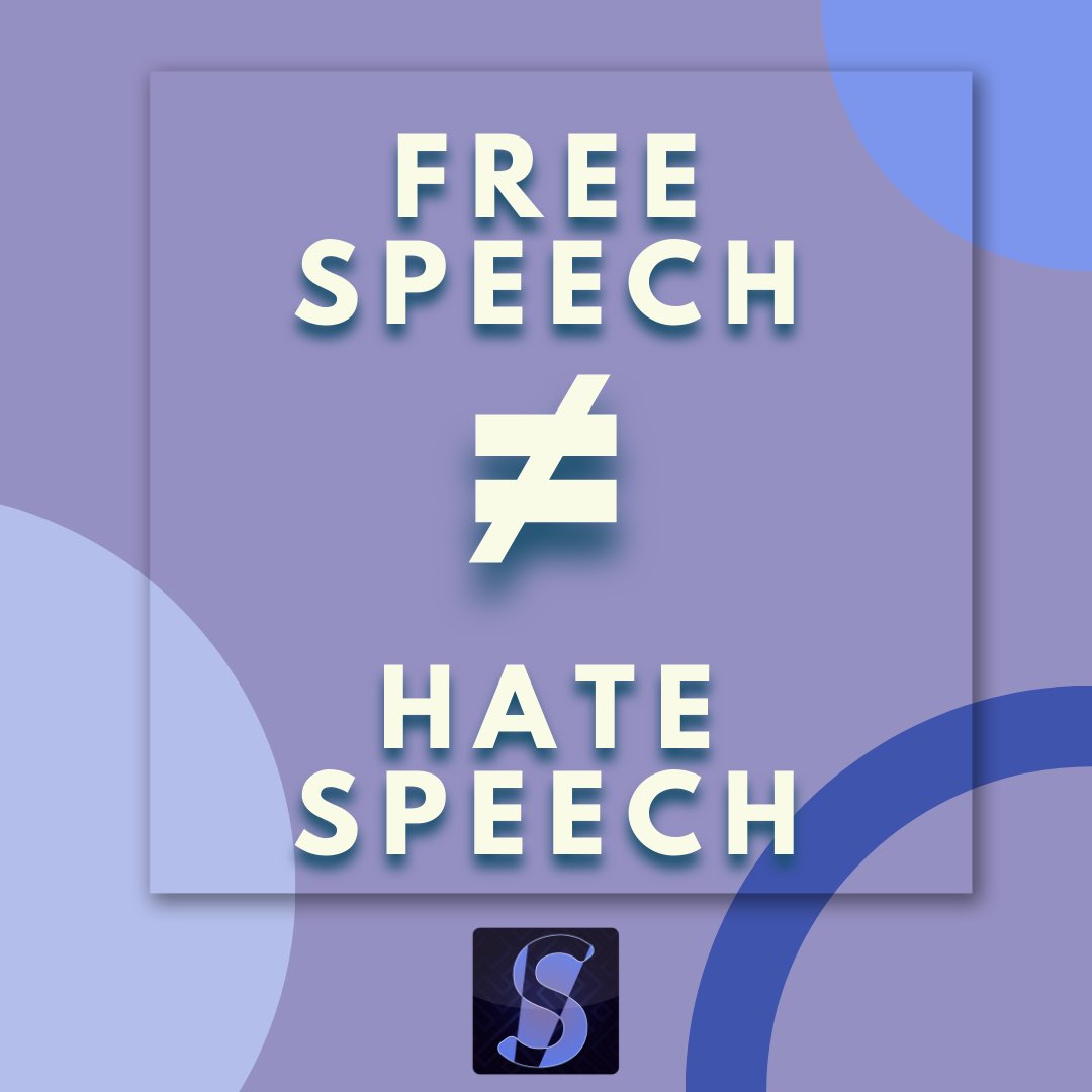 spokelle's tweet photo. FREE SPEECH ≠ HATE SPEECH.
#Spokelle https://t.co/AGknYmQvKM