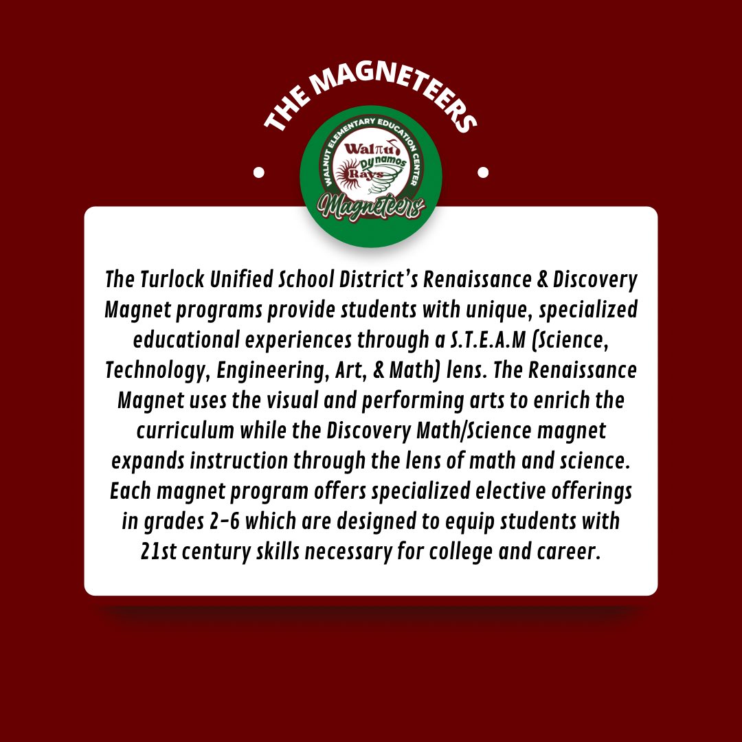 TurlockUSD's tweet photo. As we gear up for 2023-2024 TK/K Kinder Enrollment, we will be sharing information on our “Choice Programs” in TUSD which include the following:

🖍️ Dual Immersion (Osborn &amp; Wakefield)
🖍️ Julien Pod
🖍️ Walnut Renaissance &amp; Discovery Magnet

Stay tuned for more information! #TUSD https://t.co/BPXPEiuztc