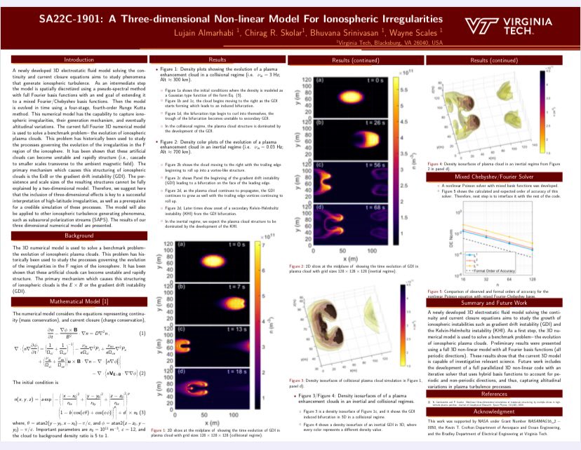 LittleLujy's tweet photo. So excited to be at #AGU2022 in person this year. I will be presenting a poster tomorrow at 9:00 am (session SA22C) on my newly developed 3D model for ionospheric irregularities and turbulence. #spaceweather @VirginiaTechAOE https://t.co/ab7z84RD7N