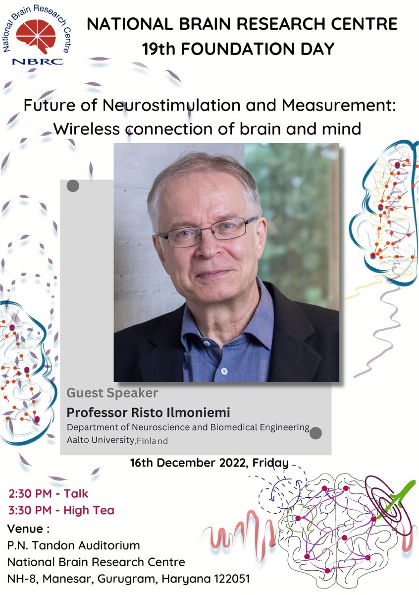 BRIC-NBRC (@dbt_nbrc) on Twitter photo Public Lecture Alert!! 19th Foundation Day, 16 Dec <a href="/DBT_NBRC/">BRIC-NBRC</a> by Prof. Risto Ilmoniemi <a href="/AaltoUniversity/">Aalto University</a>. <a href="/DBTIndia/">Department of Biotechnology</a> <a href="/IndiaDST/">DSTIndia</a> <a href="/rajesh_gokhale/">Rajesh Gokhale</a> <a href="/DrJitendraSingh/">Dr Jitendra Singh</a> <a href="/PMOIndia/">PMO India</a> #Brain #Mind Poster design <a href="/KIRTISALUJA22/">Kirti Saluja (she/her)</a> <a href="/rprobha/">Ritu Borah</a> Public Lecture Alert!! 19th Foundation Day, 16 Dec <a href="/DBT_NBRC/">BRIC-NBRC</a> by Prof. Risto Ilmoniemi <a href="/AaltoUniversity/">Aalto University</a>. <a href="/DBTIndia/">Department of Biotechnology</a> <a href="/IndiaDST/">DSTIndia</a> <a href="/rajesh_gokhale/">Rajesh Gokhale</a> <a href="/DrJitendraSingh/">Dr Jitendra Singh</a> <a href="/PMOIndia/">PMO India</a> #Brain #Mind Poster design <a href="/KIRTISALUJA22/">Kirti Saluja (she/her)</a> <a href="/rprobha/">Ritu Borah</a>