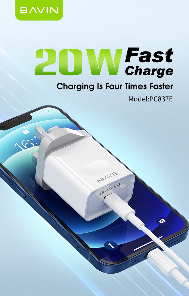 Bavin New Home Charger PC837E 

PD 20w Fast Charging 

#bavincharger #pdvharger #20wcharger  #ukplugcharger #euplugcharger #usvharger