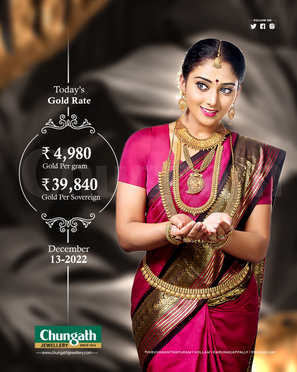Chungath Jewellery on X Today s Gold Rate 13th December 2022 For more designs and Booking visit https t Cuvs3mzE7n . . bracelet bracelets earrings fashionjewelry finejewelry gold instajewelry jewel...